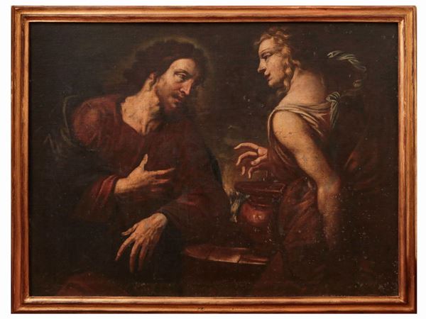 Scuola genovese del XVII secolo - Cristo e la samaritana