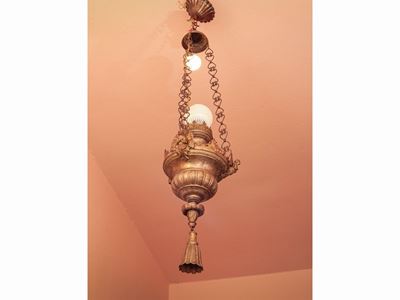 Lampada Votiva in Bronzo e Tole