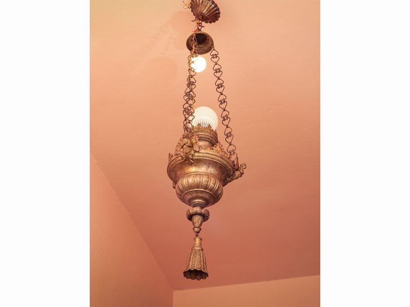 Lampada Votiva in Bronzo e Tole