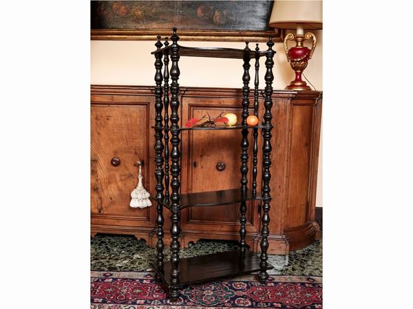 Ebonized wood etagere  (early 20th century)  - Auction Furniture and Paintings from the Gamberaia Castle in Florence - Maison Bibelot - Casa d'Aste Firenze - Milano
