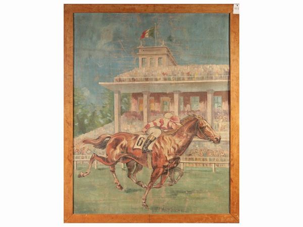 Scuola italiana dell'inizio del XX secolo - Corsa di cavalli