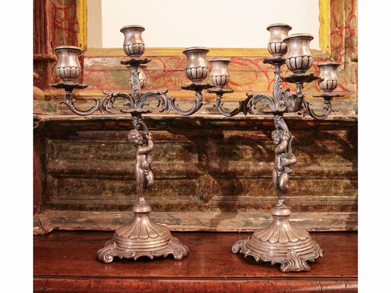 Coppia di Candelabri in Argento