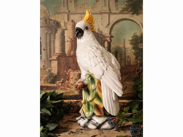 Grande pappagallo in ceramica  - Asta Arredi e Dipinti dal Castello di Gamberaia a Firenze - Maison Bibelot - Casa d'Aste Firenze - Milano