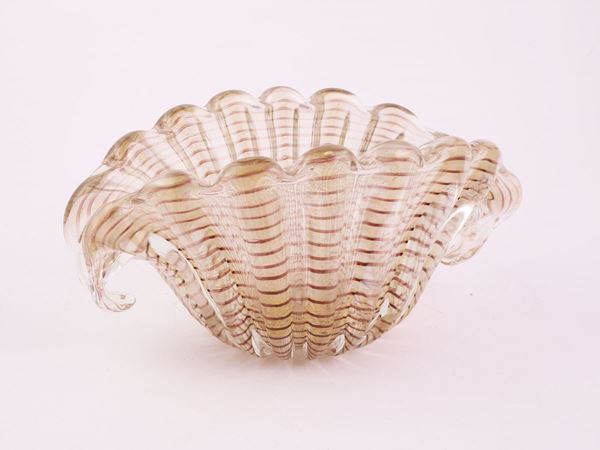 Gold zebra glass cup  (Murano, around 1950)  - Auction Furniture and Paintings from the Gamberaia Castle in Florence - Maison Bibelot - Casa d'Aste Firenze - Milano