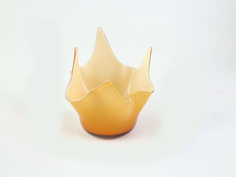 Vaso a Fazzoletto Venini in Vetro Soffiato di Murano