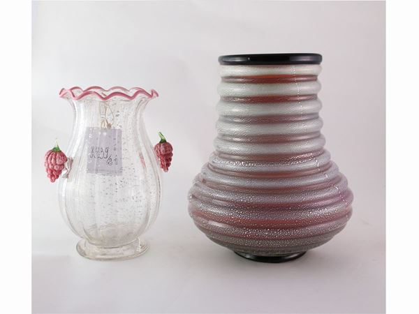 Two Murano glass vases  (20th century)  - Auction Furniture and Paintings from the Gamberaia Castle in Florence - Maison Bibelot - Casa d'Aste Firenze - Milano
