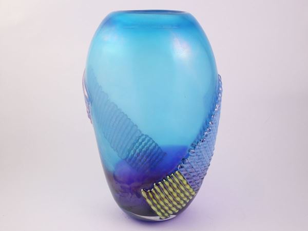 Grande vaso in vetro bicolore di Murano