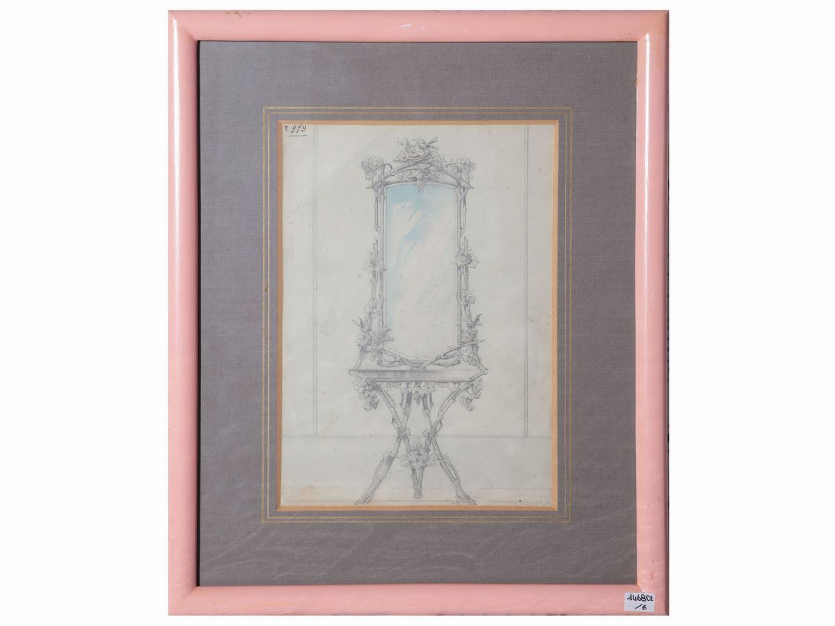 Raccolta di Sei Disegni Raffiguranti Arredi