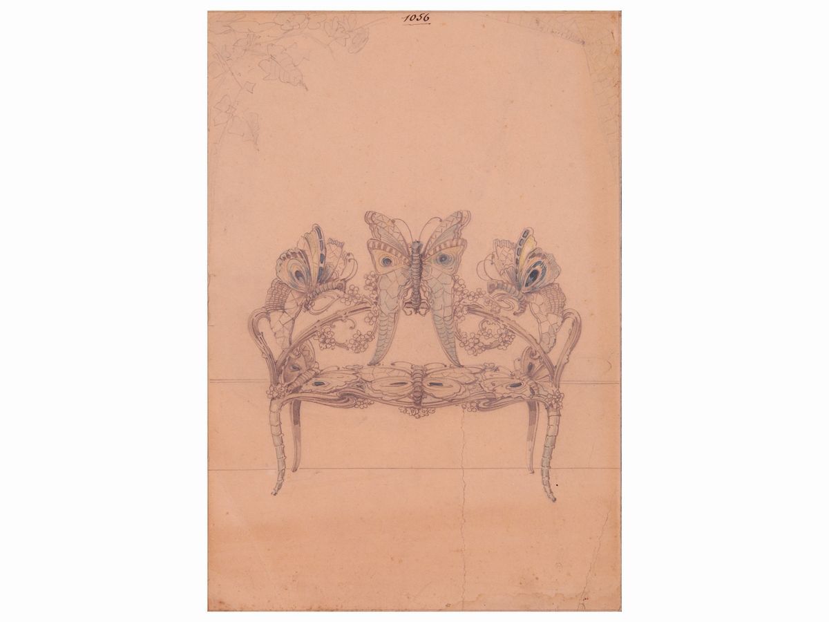Raccolta di Sei Disegni Raffiguranti Arredi