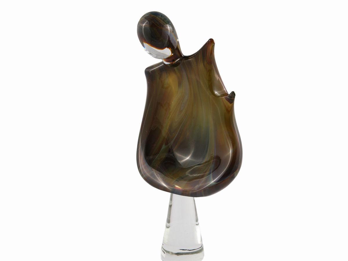 Scultura Femminile in Vetro Pesante Trasparente