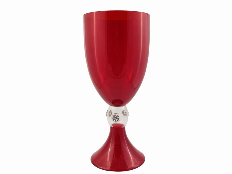 Grande Coppa in Vetro Soffiato Rosso Rubino
