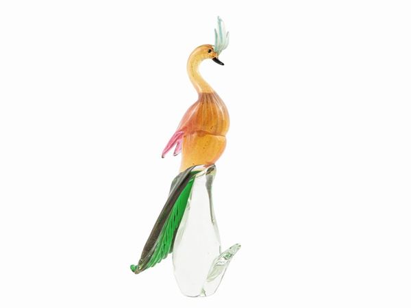 Figure of bird in blown glass