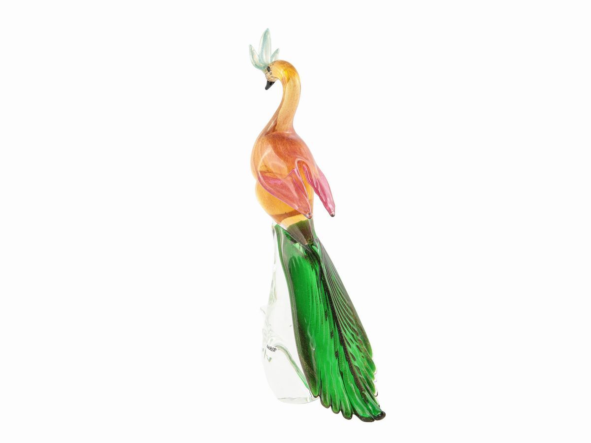 Figura di Volatile in Vetro Soffiato