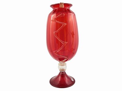 Vaso in Vetro Soffiato Rosso Rubino