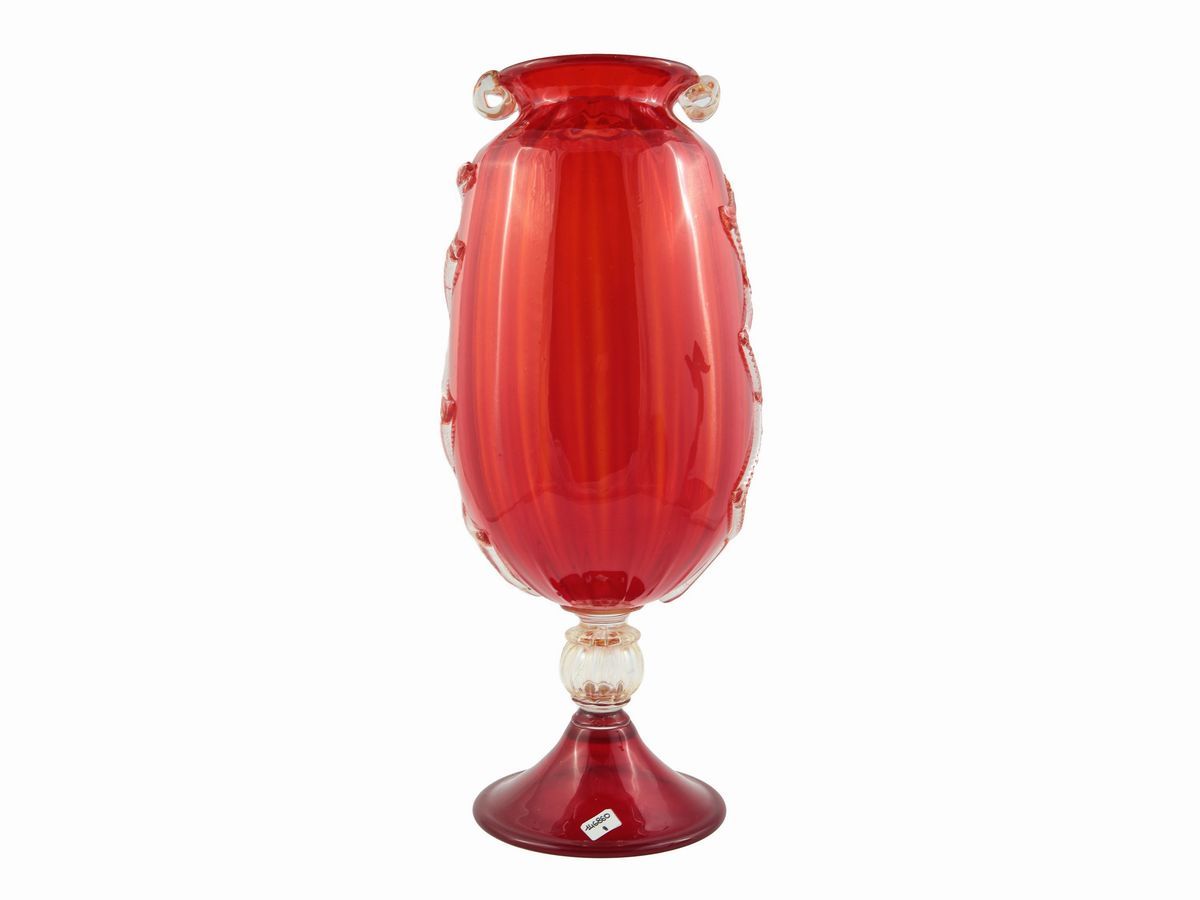 Vaso in Vetro Soffiato Rosso Rubino