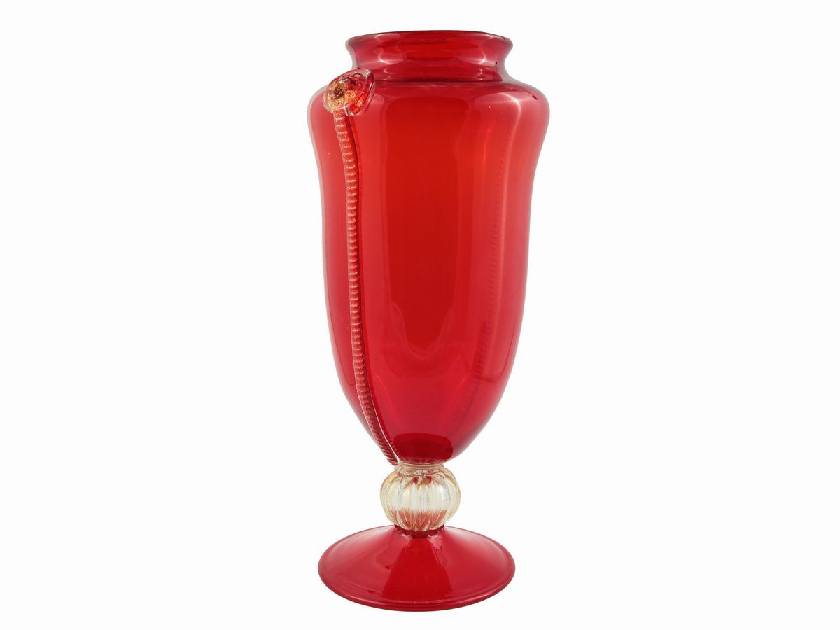 Vaso in Vetro Soffiato Rosso Rubino