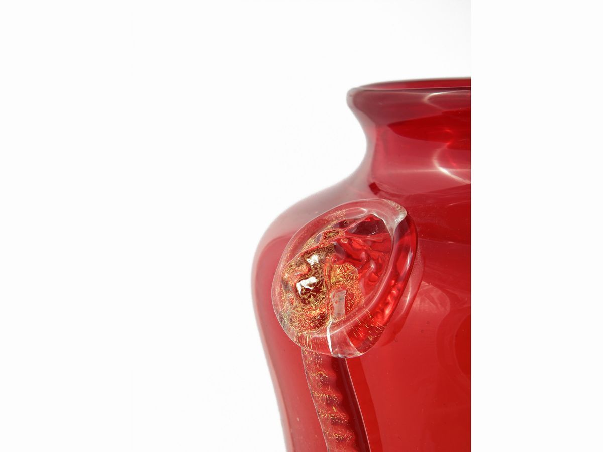 Vaso in Vetro Soffiato Rosso Rubino
