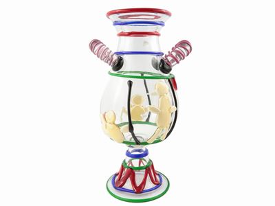 Vaso in Vetro Trasparente a Forma di Anfora