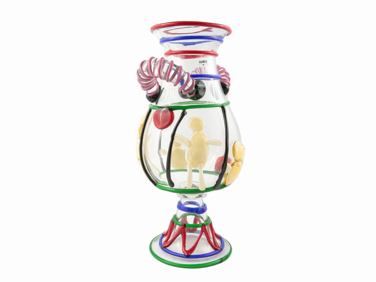 Vaso in Vetro Trasparente a Forma di Anfora