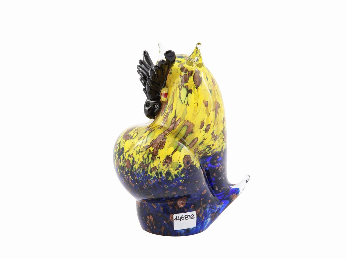 Gufo in Vetro Policromo Giallo e Blu