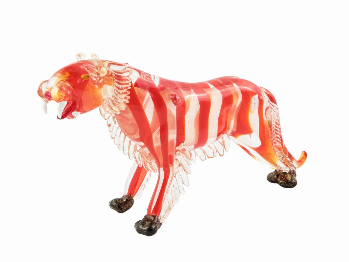 Tigre in Vetro Soffiato Trasparente