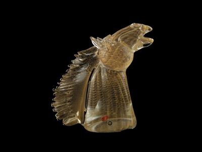 Scultura in Vetro Raffigurante la Testa di un Cavallo