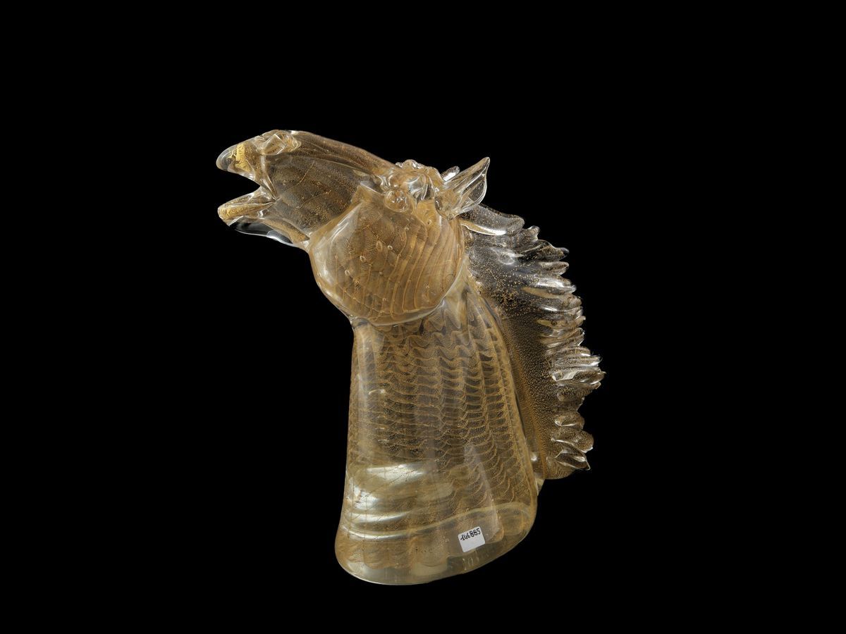 Scultura in Vetro Raffigurante la Testa di un Cavallo