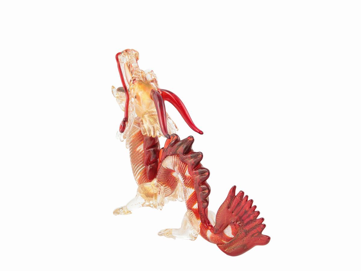 Drago in Vetro Soffiato Trasparente
