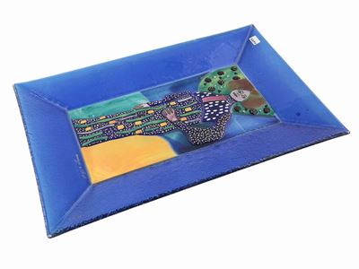 Vassoio Rettangolare in Vetro Blu