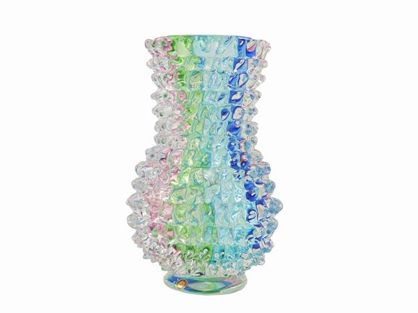 Rostral vase in heavy polychrome glass
