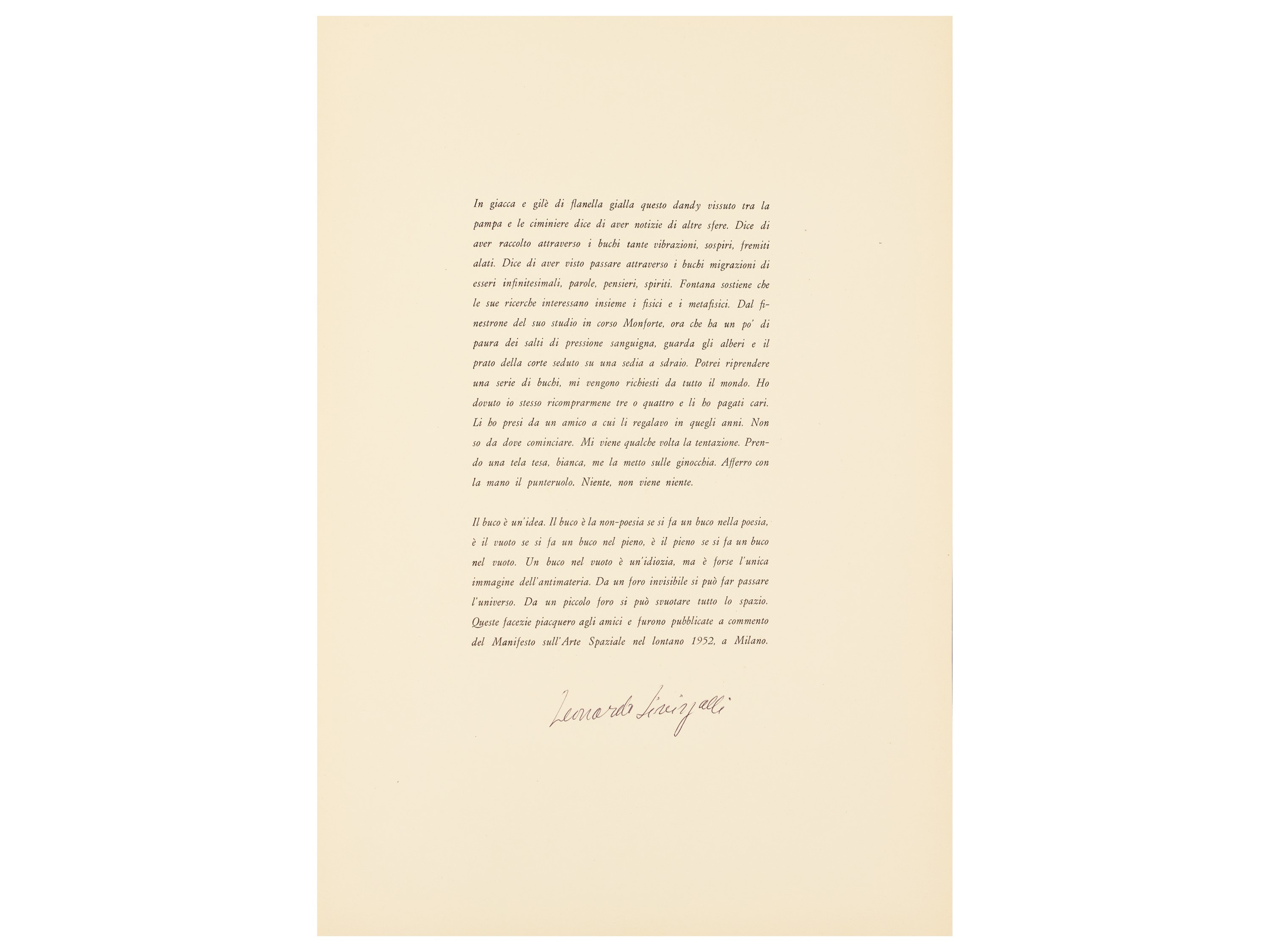 Lucio Fontana - Concetto Spaziale - Leonardo Sinisgalli, Diario