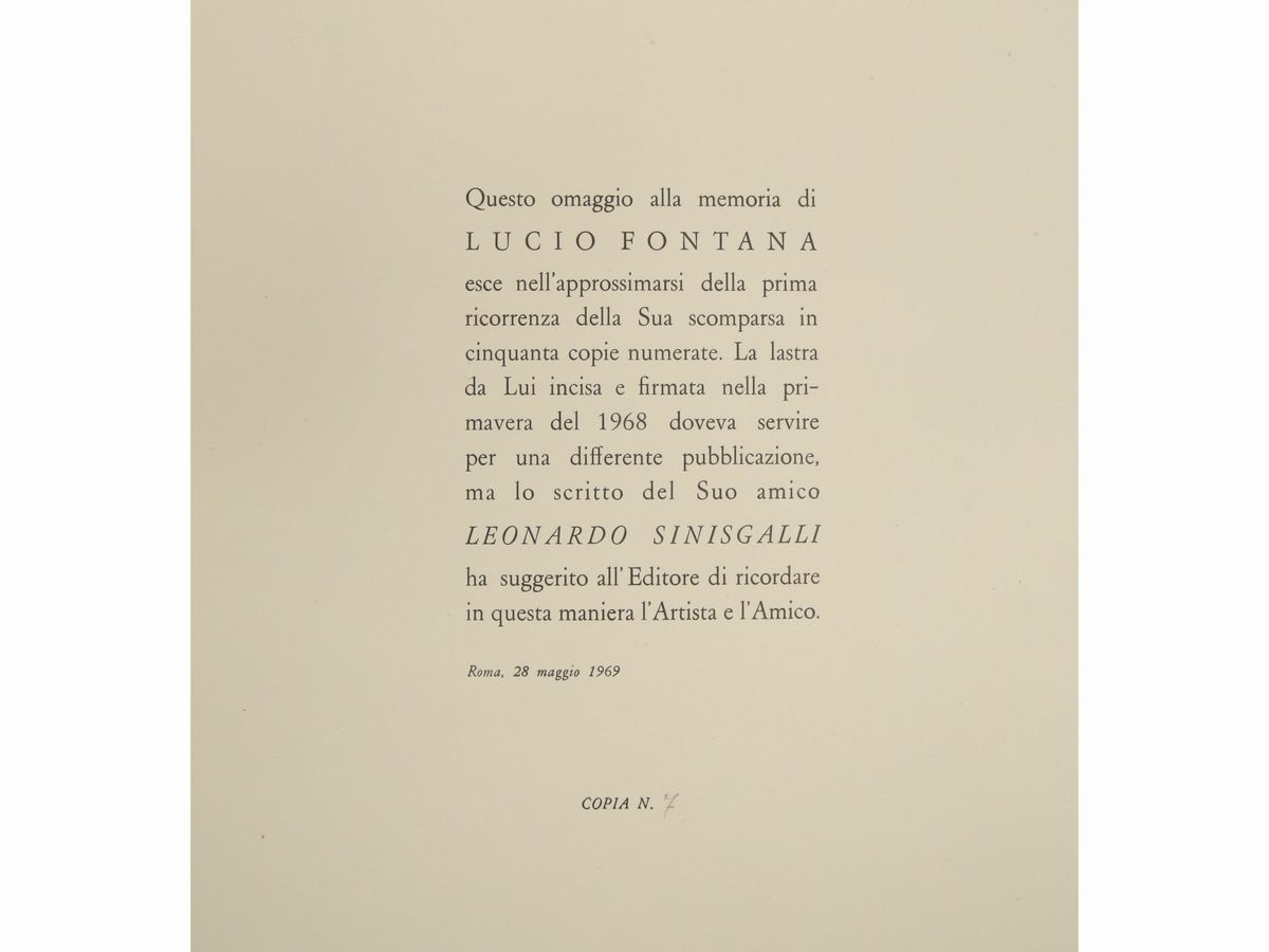 Lucio Fontana - Concetto Spaziale - Leonardo Sinisgalli, Diario