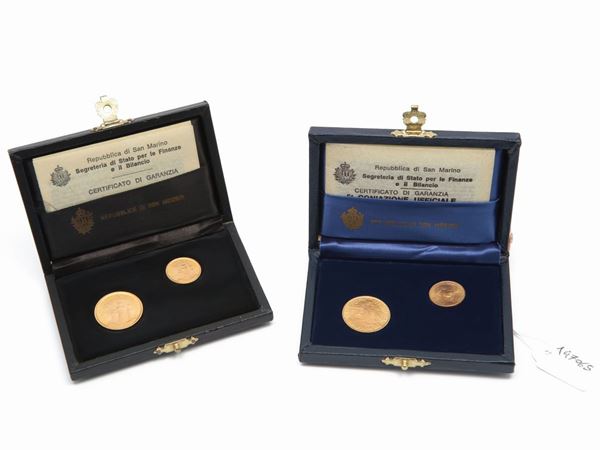 Due serie da 1 e 2 scudi in oro  (San Marino, 1976-1978)  - Asta Una raccolta di monete in oro e argento - Maison Bibelot - Casa d'Aste Firenze - Milano