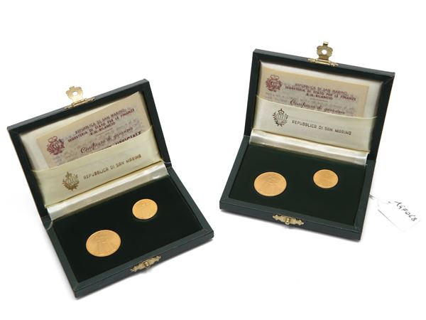 Due serie da 1 e 2 scudi in oro  (San Marino, 1980  (2))  - Asta Una raccolta di monete in oro e argento - Maison Bibelot - Casa d'Aste Firenze - Milano