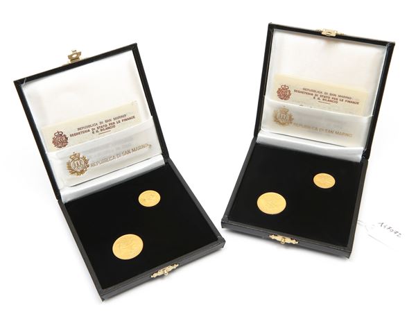 Due serie da 1 e 2 scudi in oro  (San Marino, 1987-1988)  - Asta Una raccolta di monete in oro e argento - Maison Bibelot - Casa d'Aste Firenze - Milano