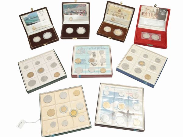 Four diptychs of silver coins and five series in various metal alloys