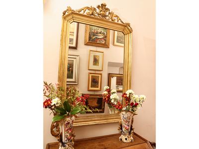 Specchiera con Cornice in Legno e Pastiglia Dorata