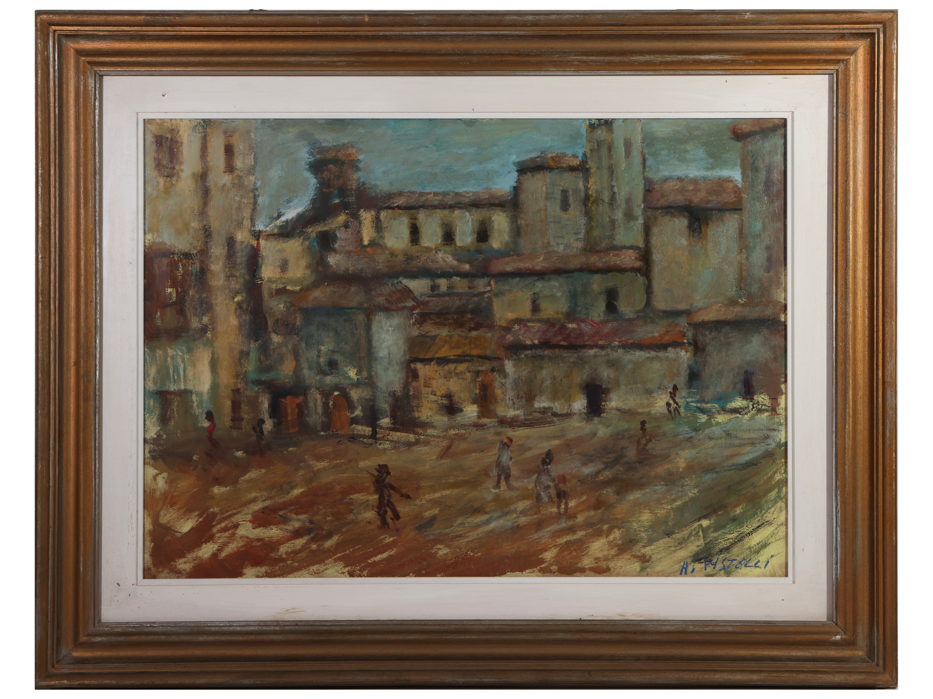 Adolfo Pistelli - Scorcio di Città e Personaggi