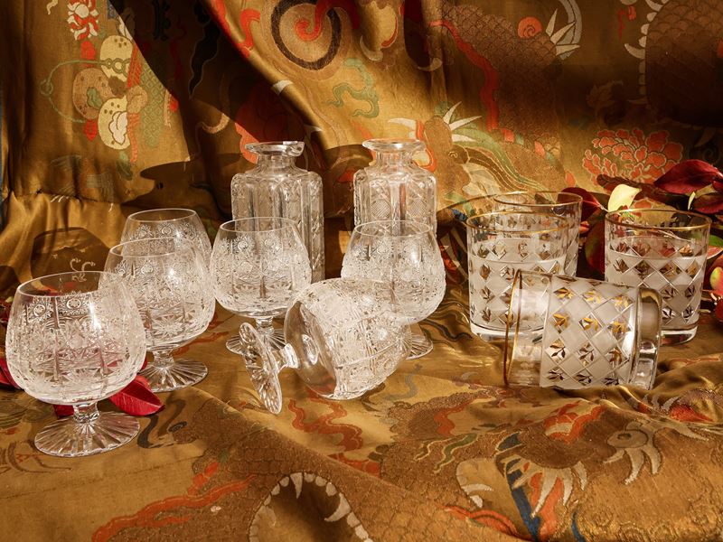 Lotto di Accessori per la Tavola in Vetro e Cristallo