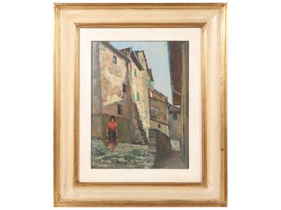 Scorcio di Paese con Figura Femminile
