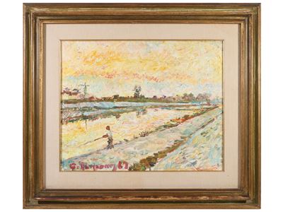 Paesaggio Sull'arno con Pescatore 1969