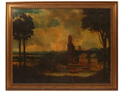 Scorcio di Ponte con Figure
