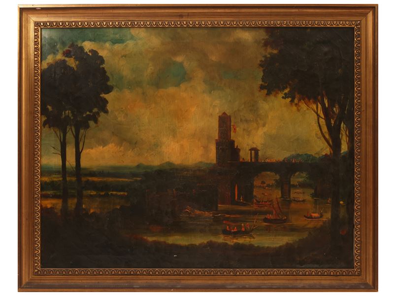 Scorcio di Ponte con Figure