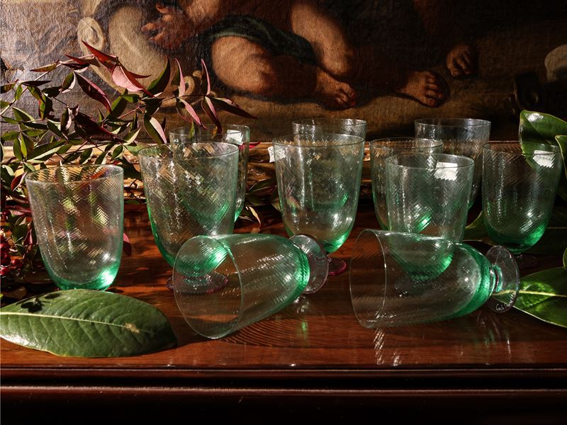 Servizio di Bicchieri in Vetro Soffiato di Murano, Carlo Moretti