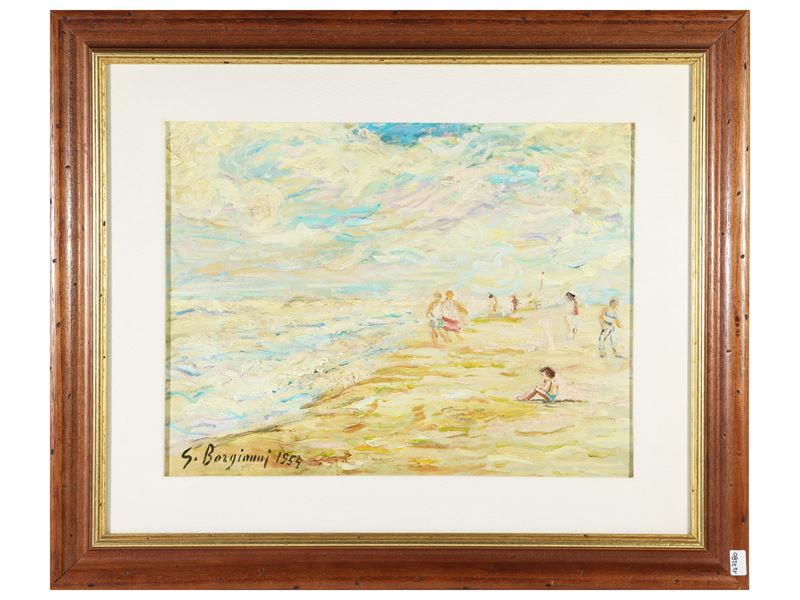 Guido Borgianni - Spiaggia con Bagnanti 1954