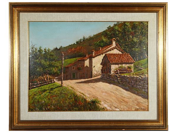 Country landscape with a view of houses  (20th century)  - Auction The art of furnishing - Maison Bibelot - Casa d'Aste Firenze - Milano