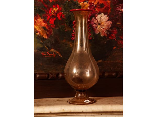 Baluster vase in blown glass