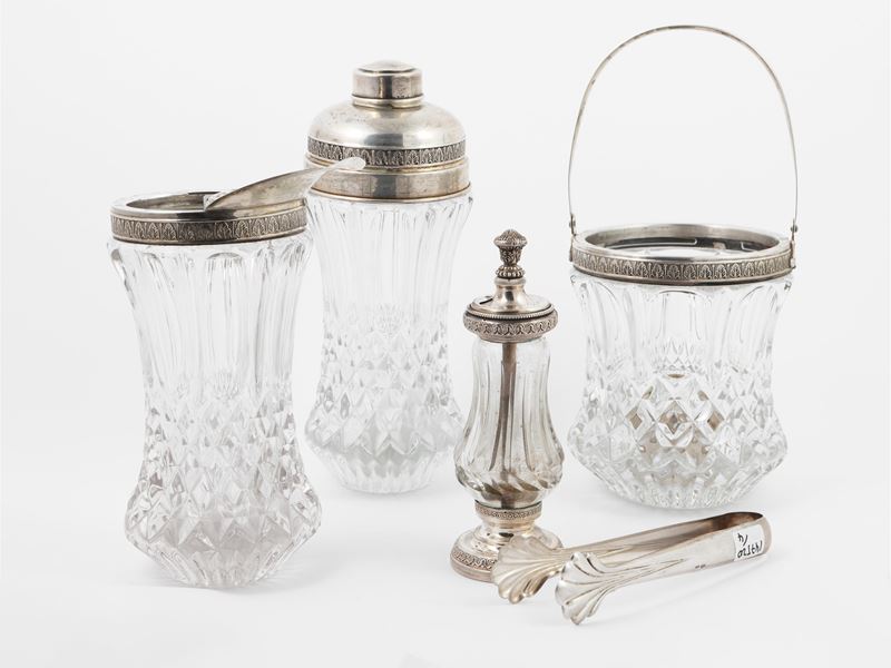 Set da Cocktail in Argento e Cristallo, Firenze Fratelli Fossi