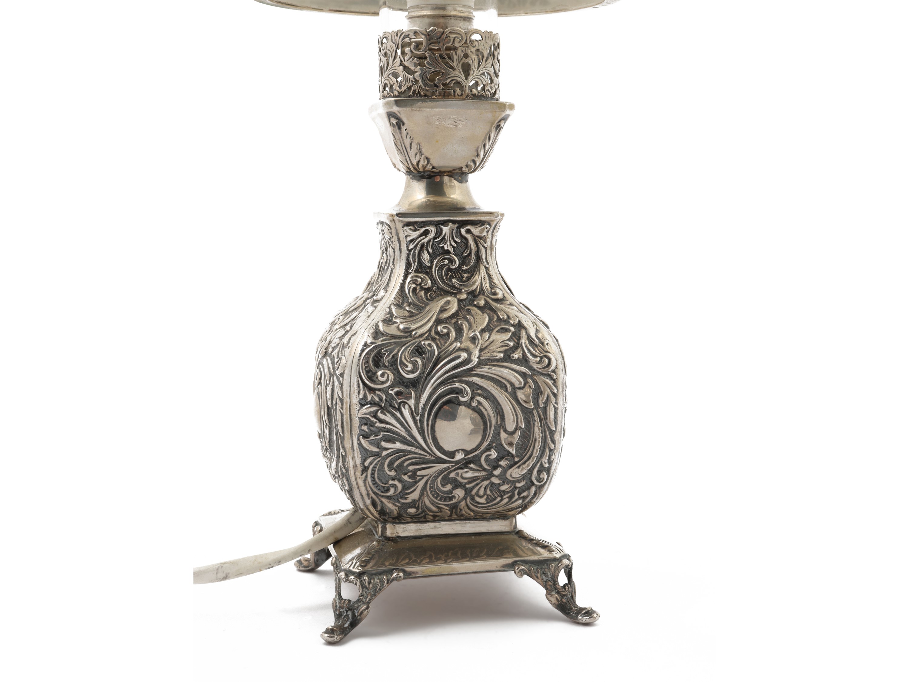 Coppia di Piccole Lampade da Tavolo in Argento