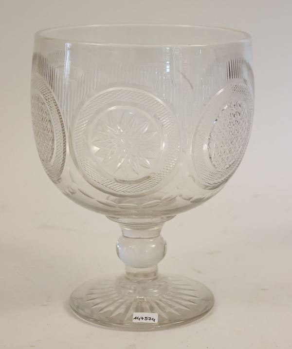 Grande vaso a coppa in cristallo molato